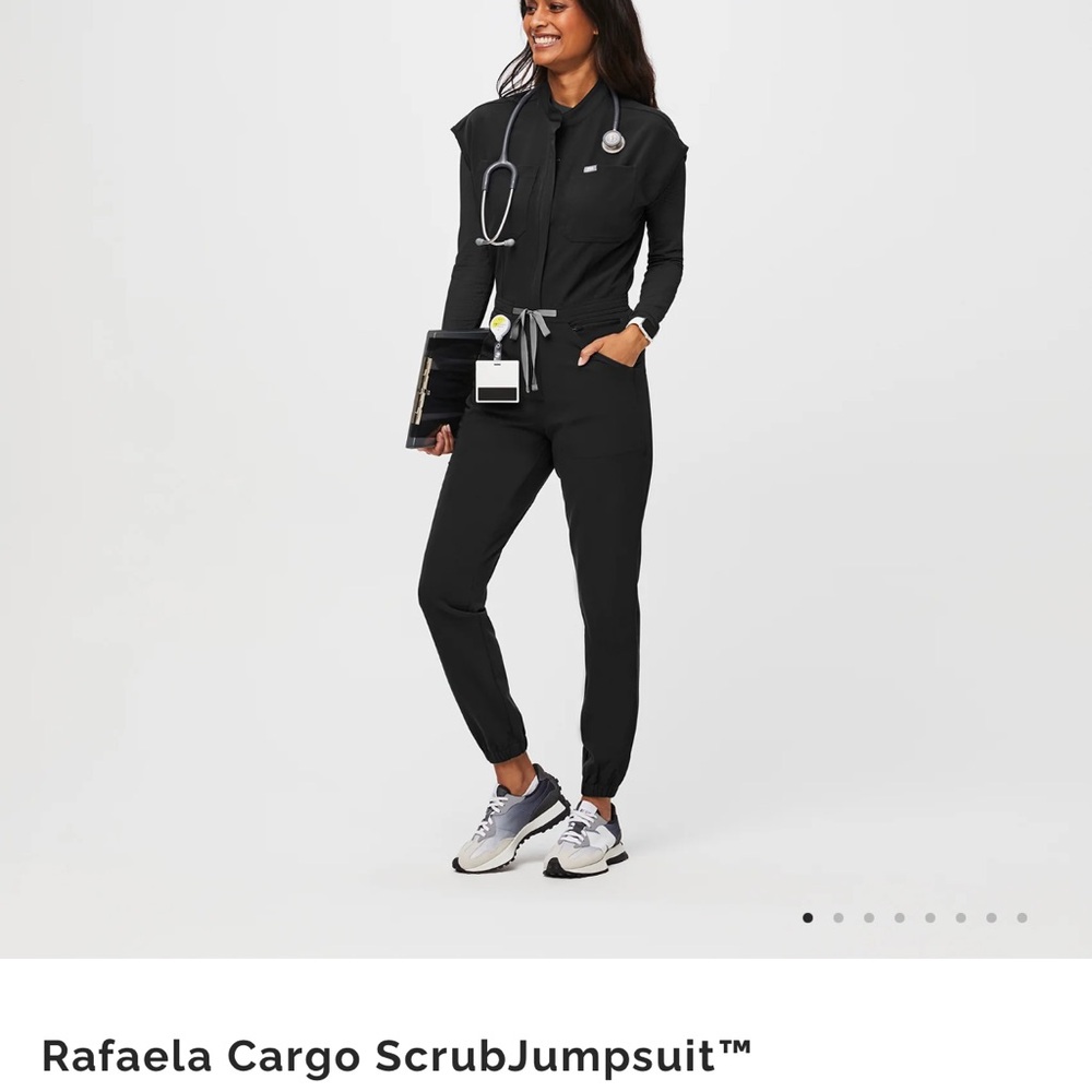 Rafaella Black Cargo Scrub Jumpsuit